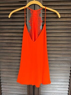 BCBGMaxAzria Bright Red Lace-Detail Slip Dress
